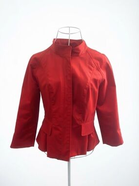 Kenneth Cole New York Women’s Red Peplum Jacket Blazer Size 2 Minimalist Preppy